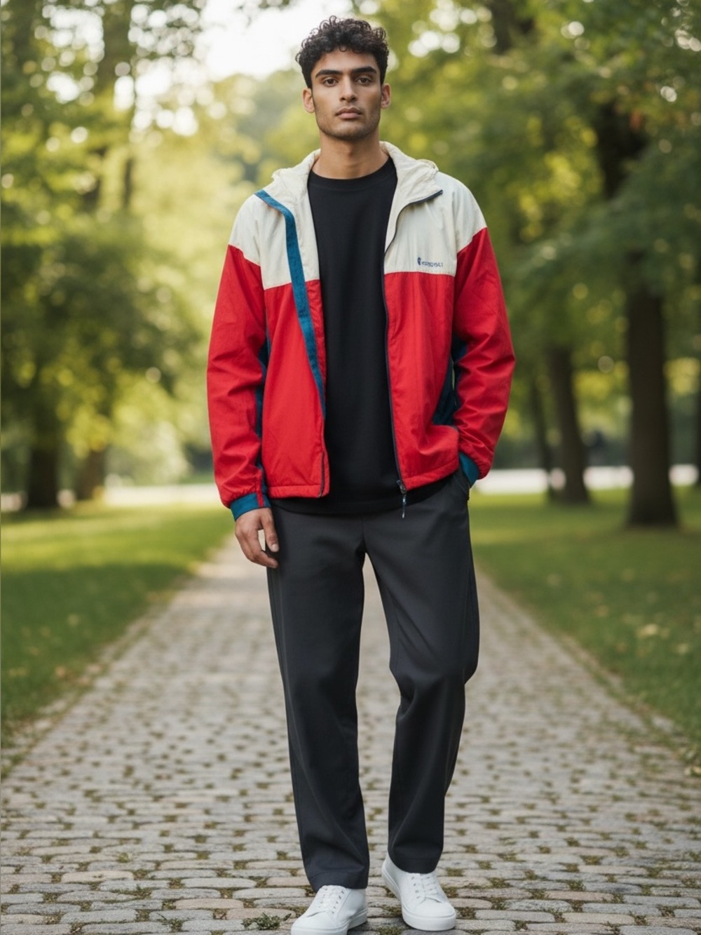 NWOT Men's XXL Cotopaxi Colorblock Windbreaker Jacket - Red, Cream & Blue